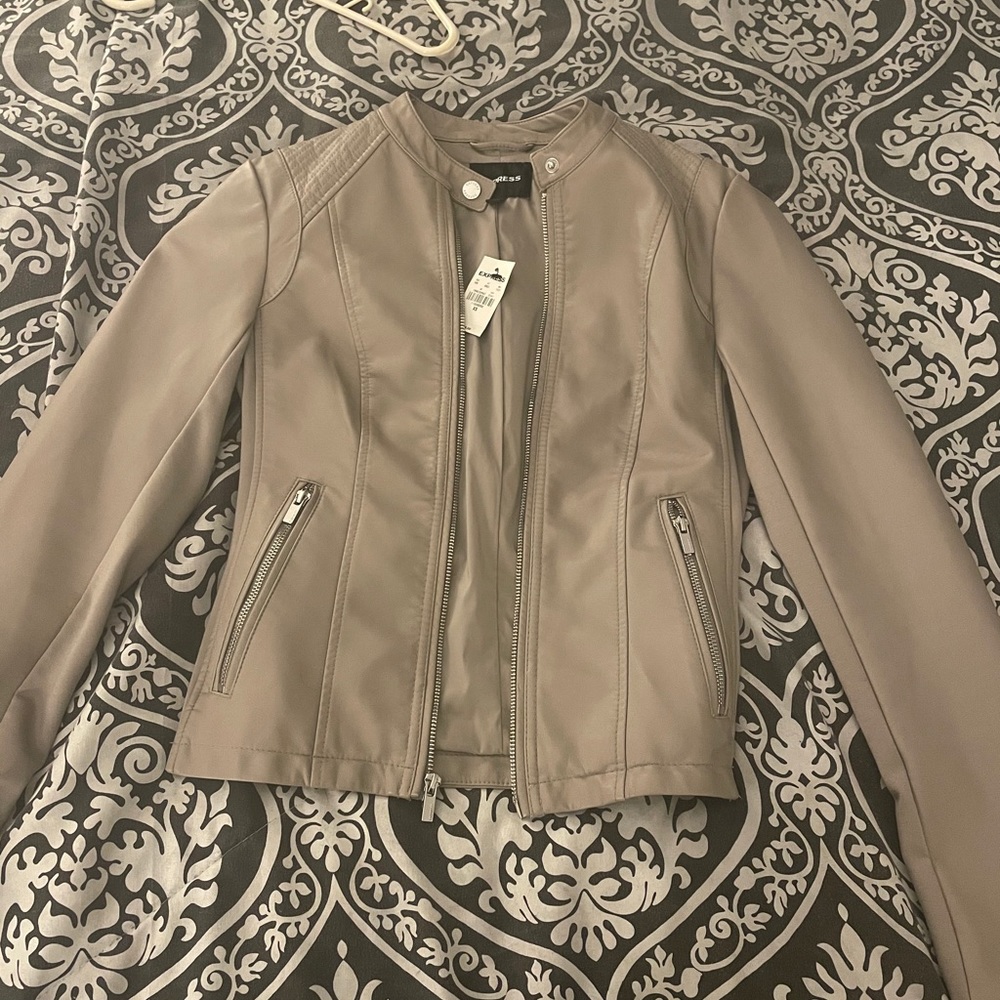 NWT Cream off white express faux leather jacket